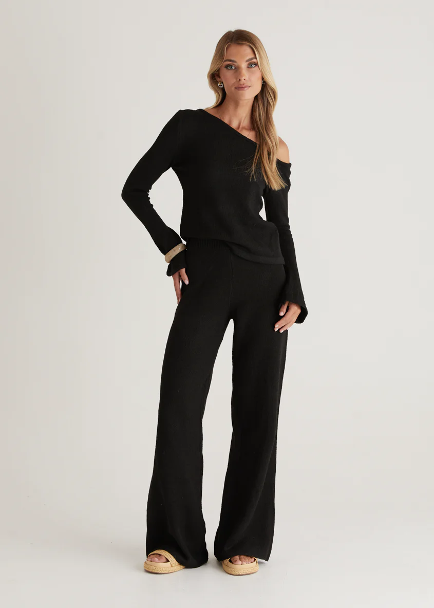 Ivy One Shoulder Top - Black - Honorern