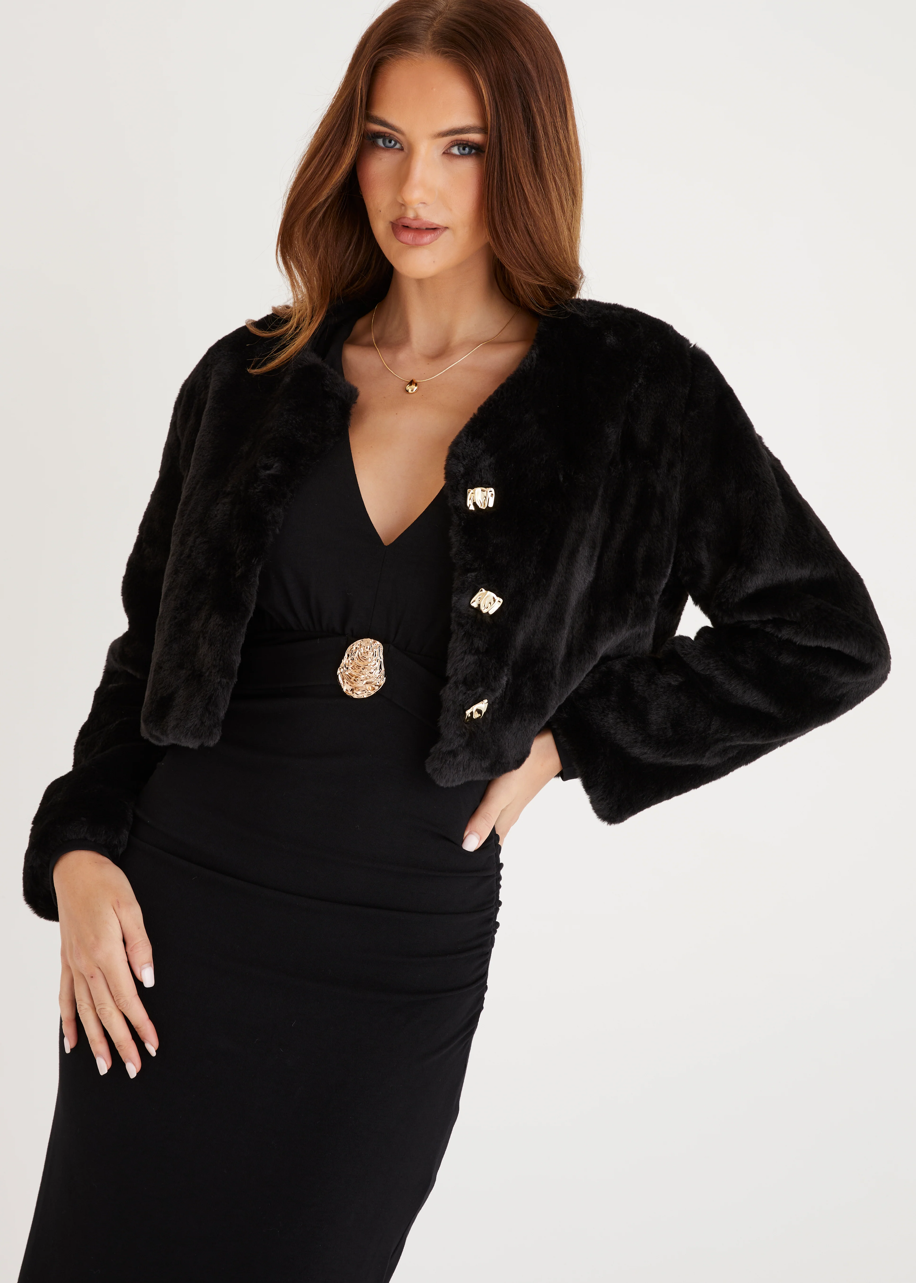 Amelita Cropped Jacket - Black - Honorern