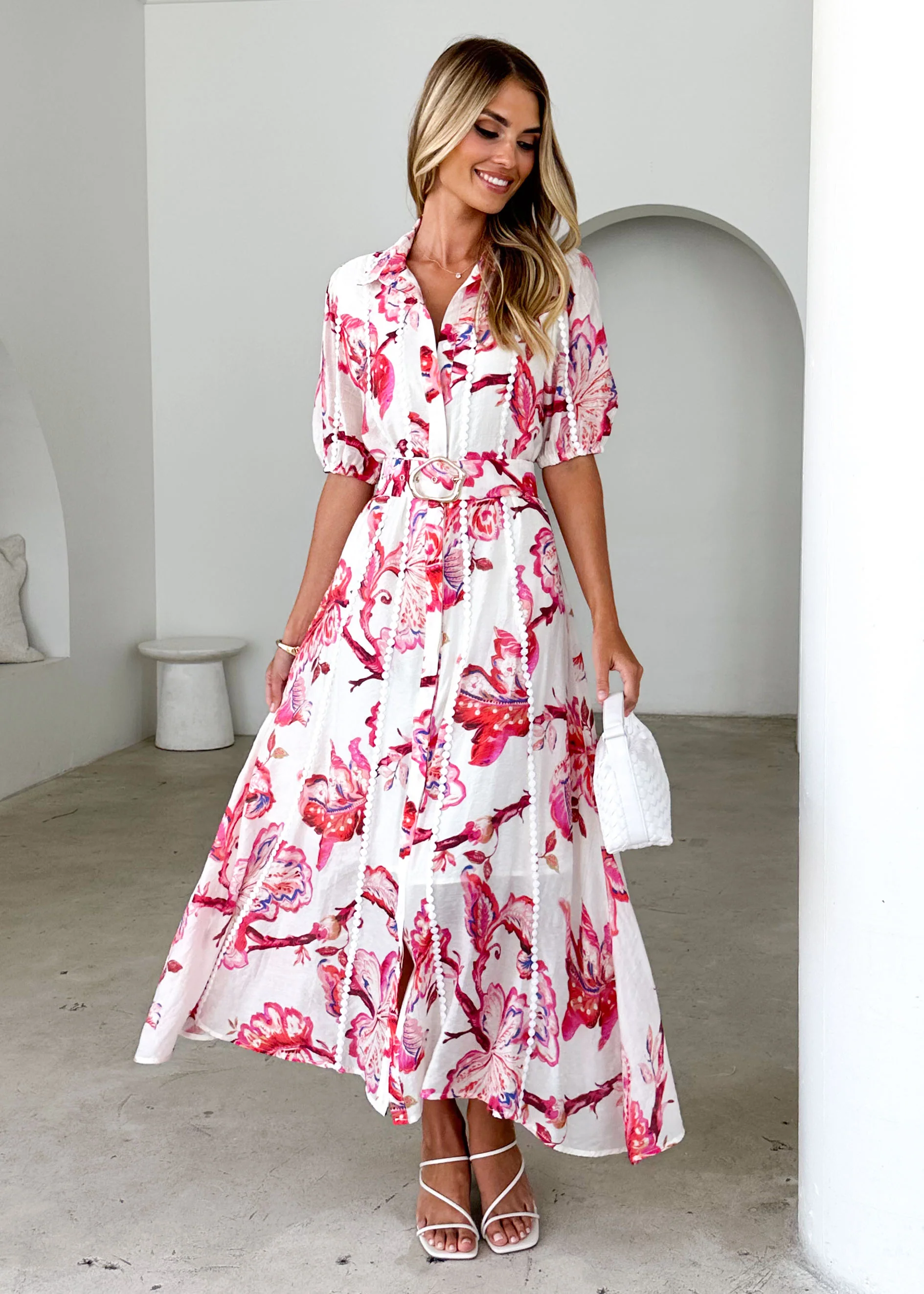 Mannia Maxi Dress - Red Floral - Honorern