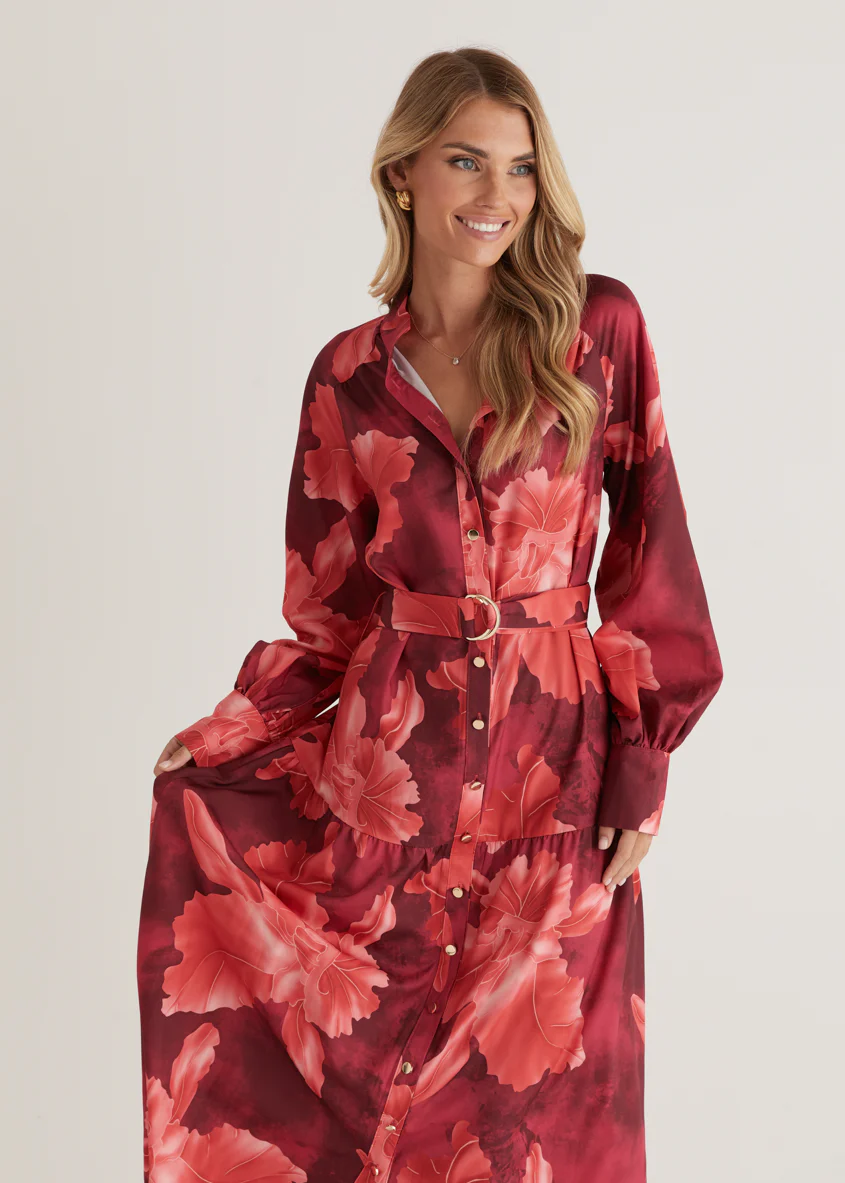 Marisa Maxi Dress - Red Floral - Honorern