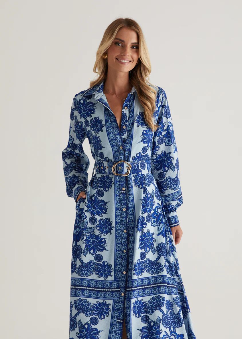 Eventide Maxi Dress - Blue Floral - Honorern