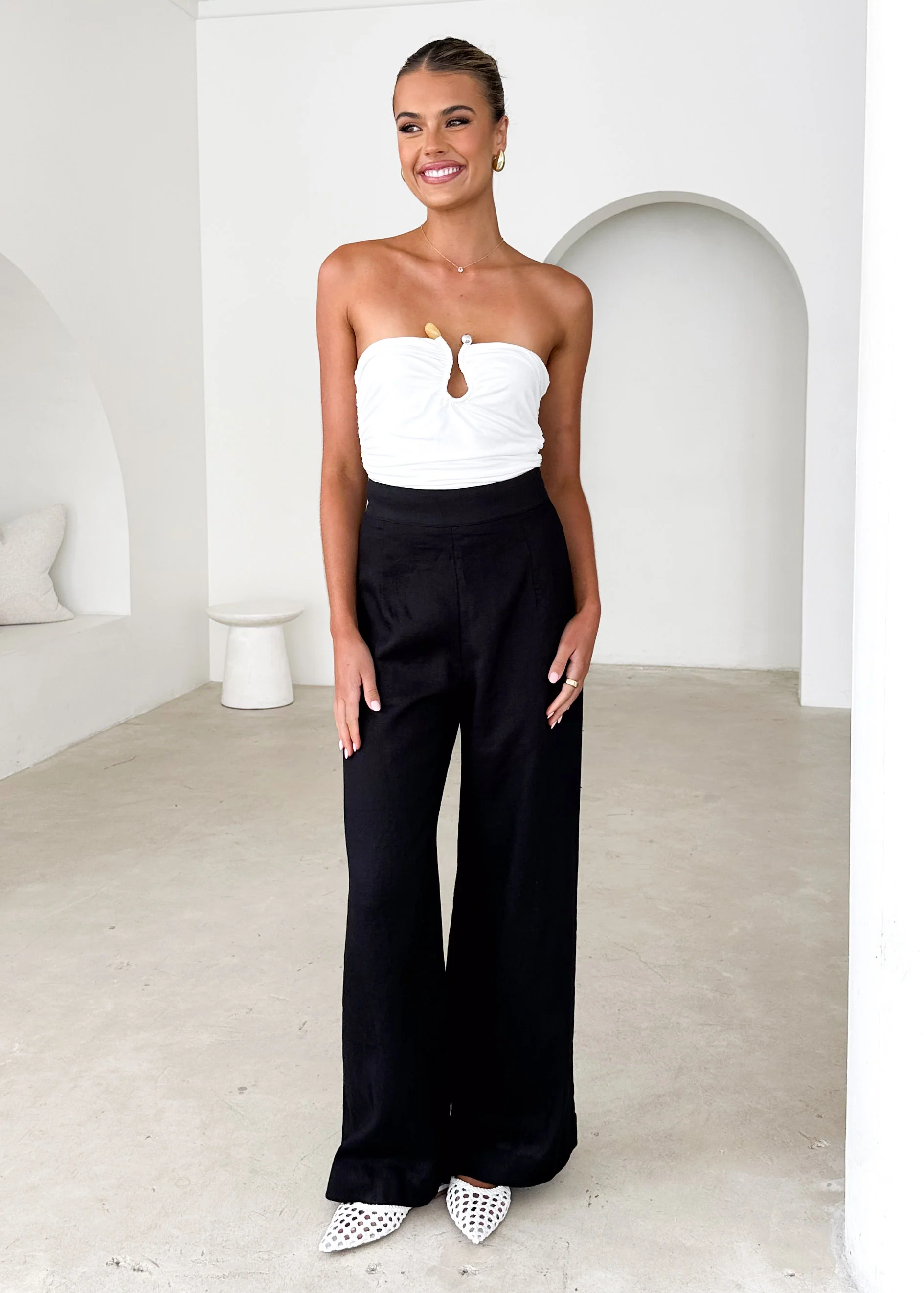 Lilah Linen Pants - Black - Honorern