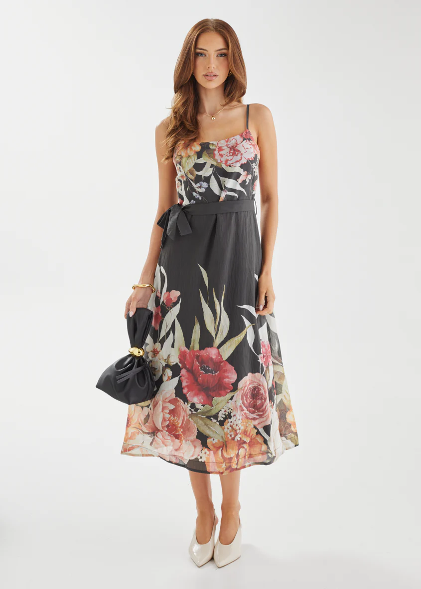 Andrea Midi Dress - Black Garden - Honorern