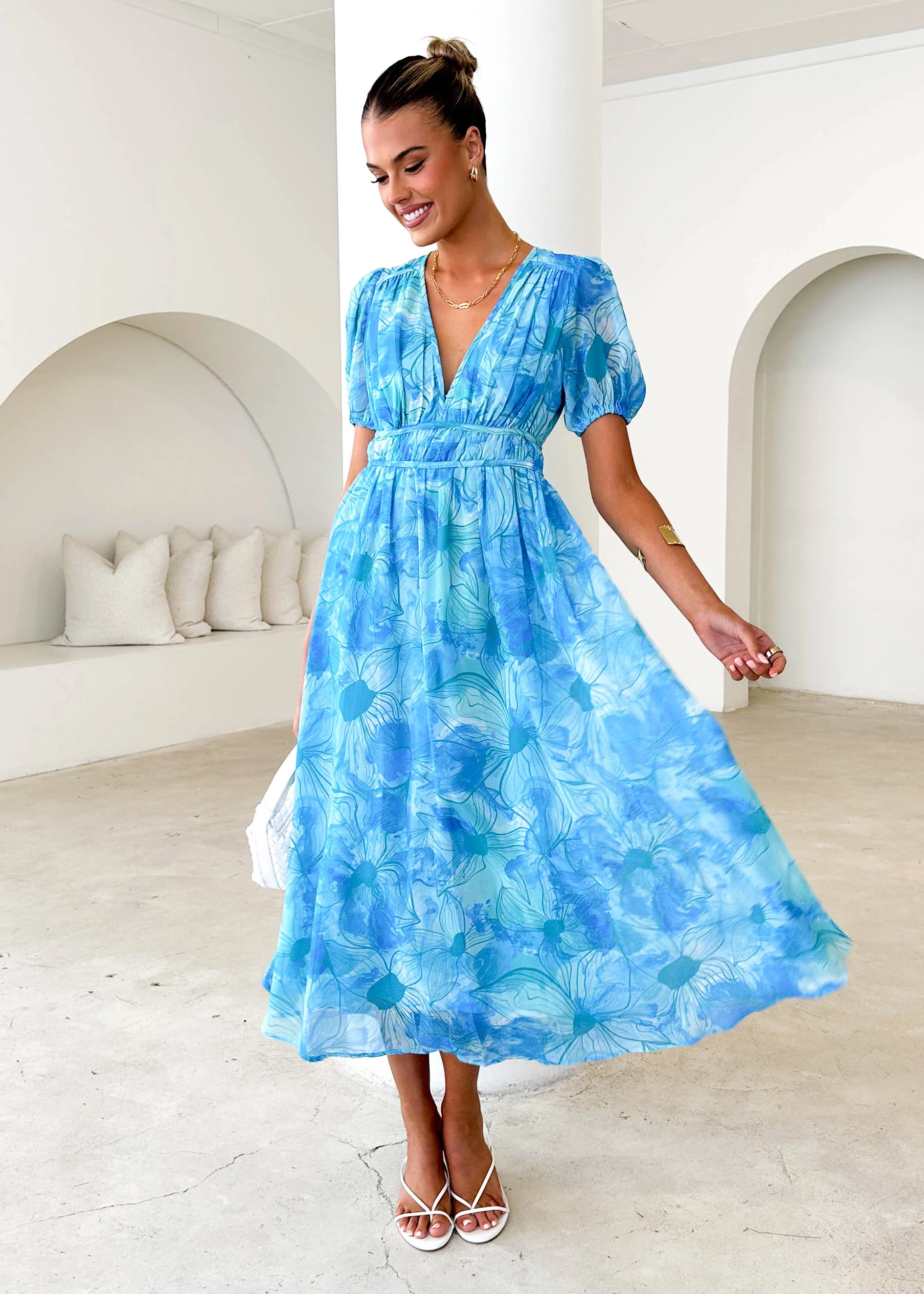 Revival Maxi Dress - Blue Splash - Honorern