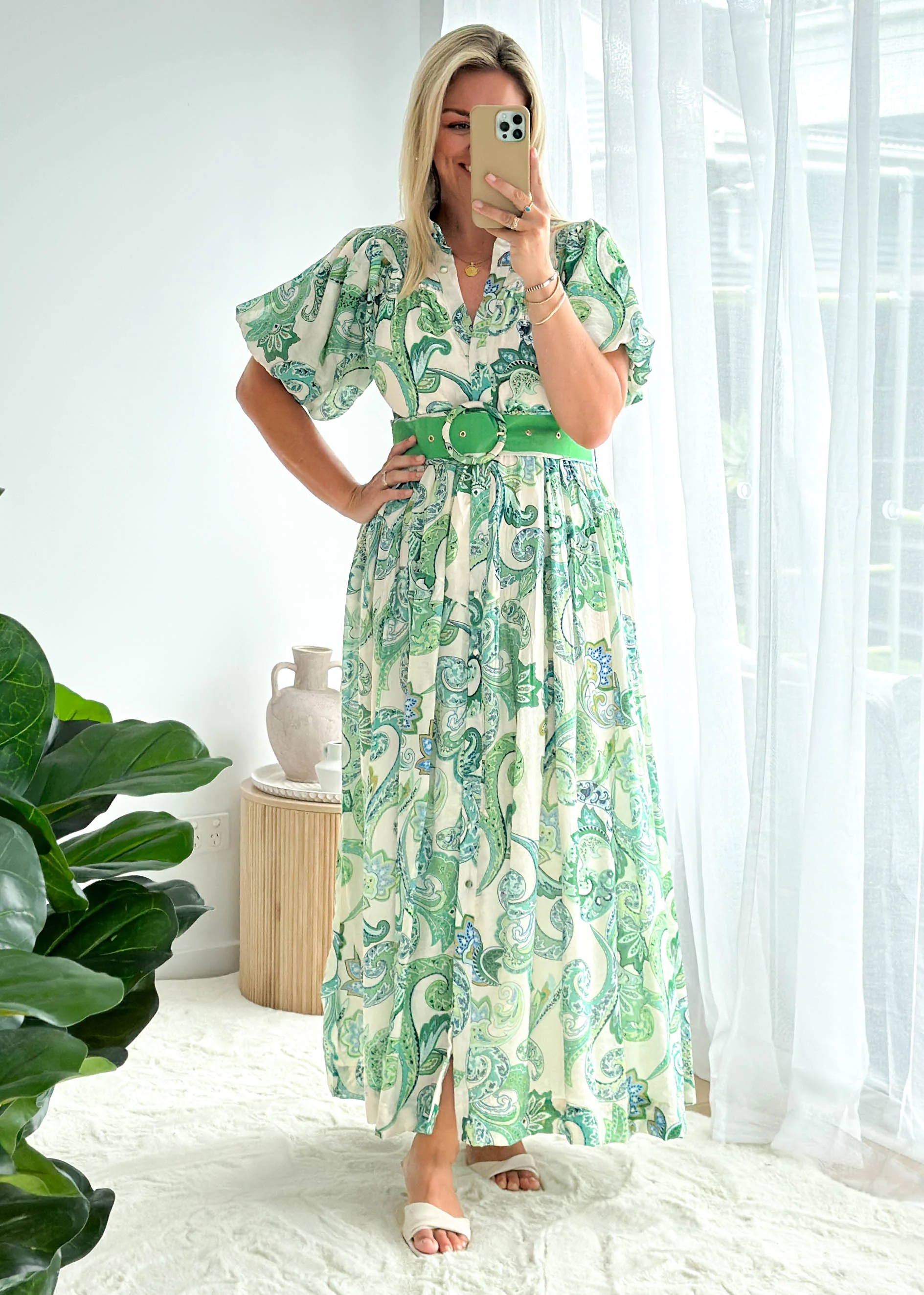 Ciroc Maxi Dress - Green Paisley - Honorern