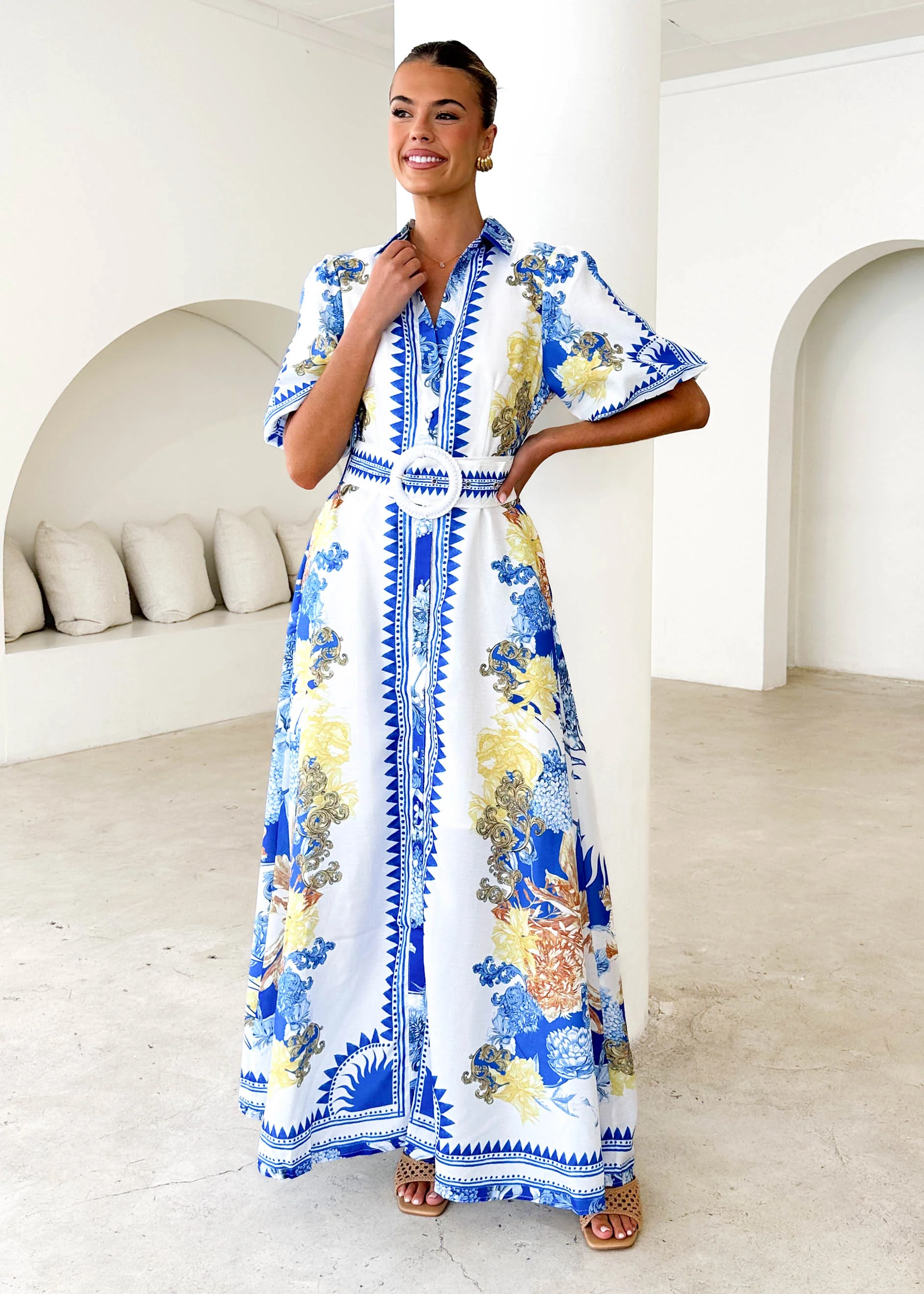 Khaleesi Midi Dress - China Doll Blue - Honorern