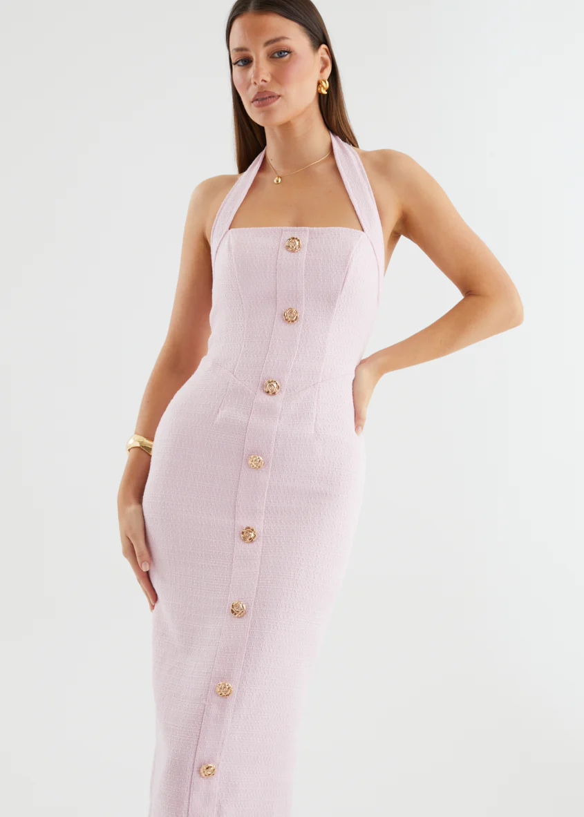Marina Halter Maxi Dress - Baby Pink - Honorern