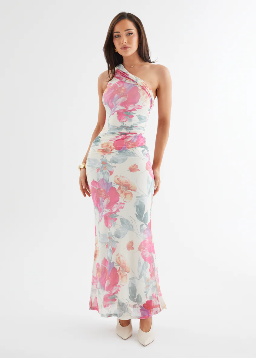 Allina Mesh Maxi Dress - Vanilla Floral - Honorern
