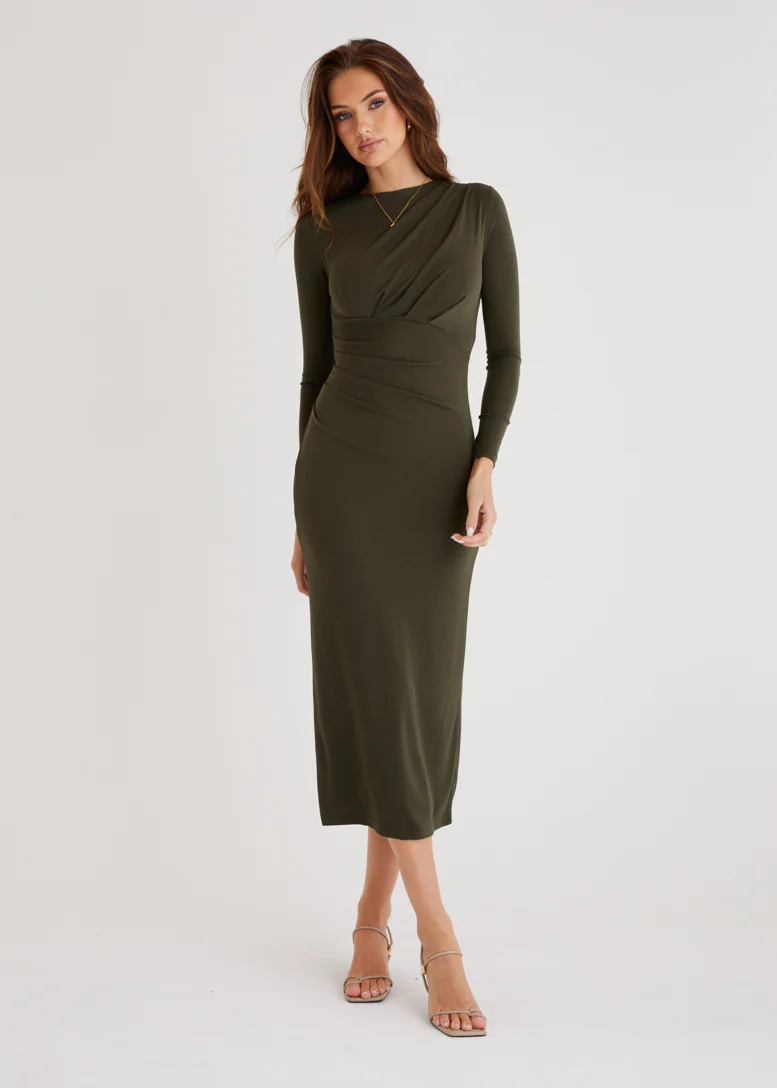 Midas Midi Dress - Khaki - Honorern