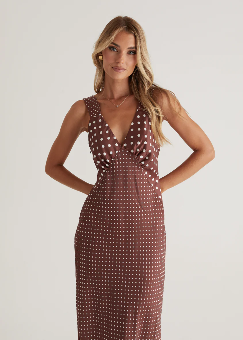 Taleena Maxi Dress - Chocolate Spot - Honorern