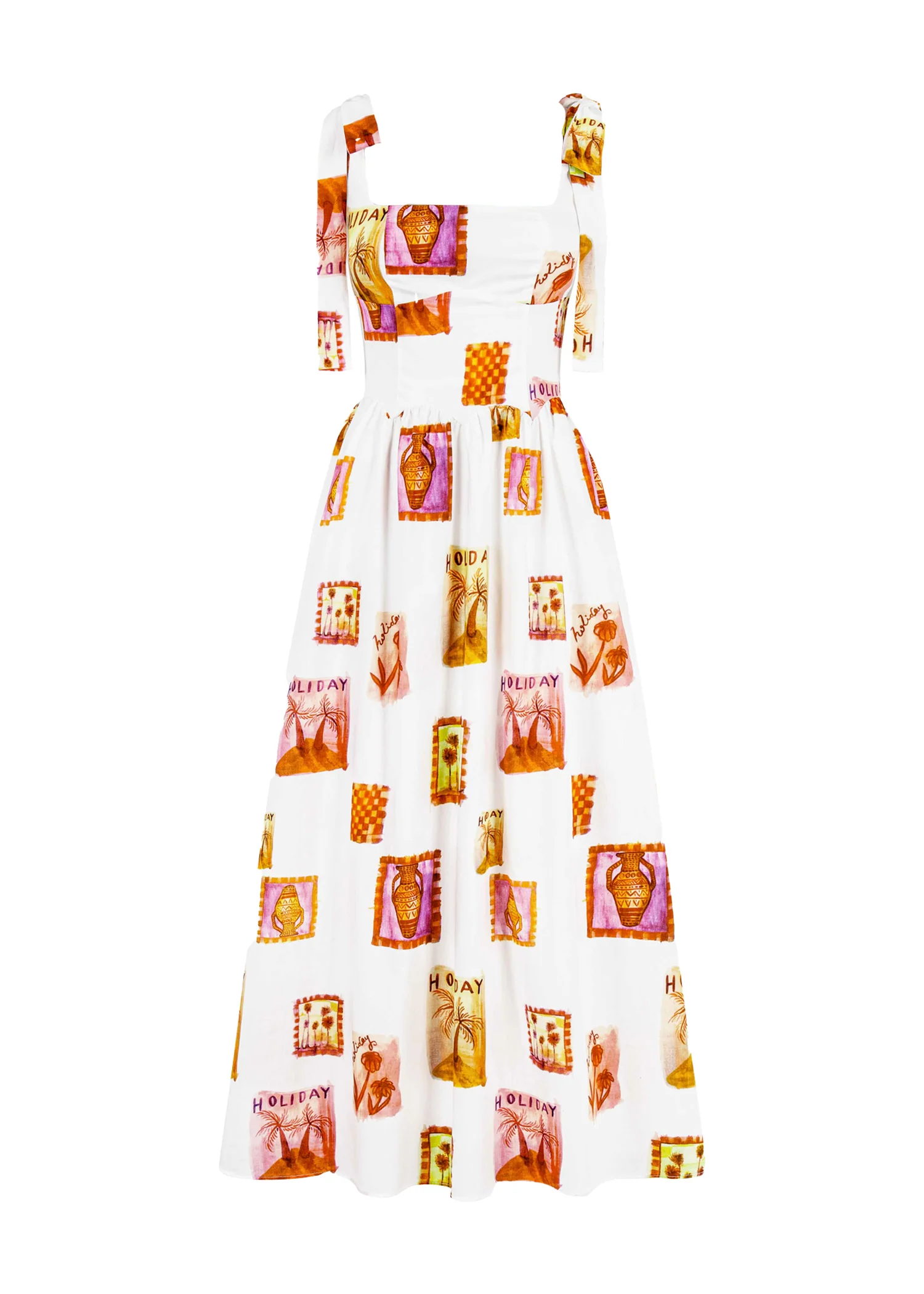 Pipeline Maxi Dress - White Abstract - Honorern