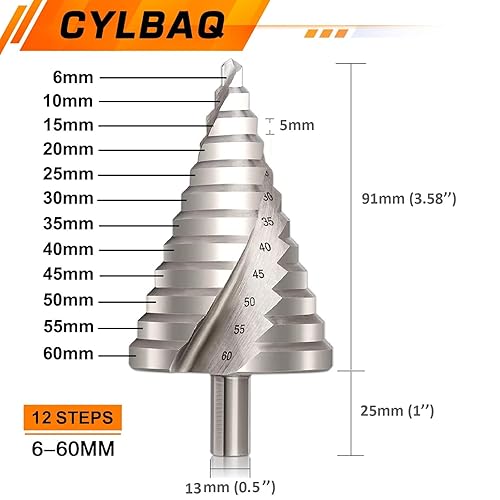 Fresa grande a taglienti elicoidali, in acciaio super rapido 4241, per creare fori di diametro da 6 a 60 mm su acciaio, alluminio, rame, acciaio INOX, ottone, plexiglas, legno e laminati - Honorern