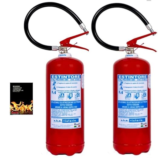 * 2 * ESTINTORI A POLVERE KG 6, COMPLETI DI STAFFA + CARTELLO + PRIMO TAGLIANDO DI CONTROLLO + REGISTRO ANTINCENDIO OBBLIGATORIO OMAGGIO - Honorern