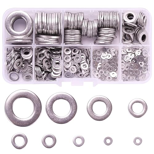 Rantecks 580PCS Set di rondelle assortimento acciaio inossidabile 304 rondelle piatte di tenuta M2-M12 - Honorern