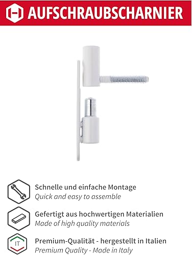 Gedotec Cerniere – Nastri da ristrutturazione cerniere per porta in acciaio massiccio – bianco | P50 | 2 pezzi nastri per porte e finestre | cerniere per porta per legno e plastica con cuscinetti a - Honorern