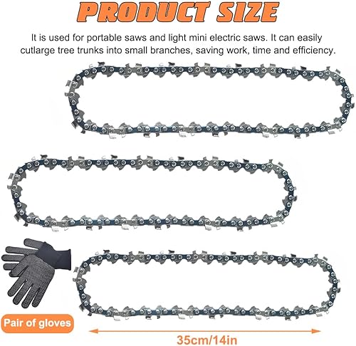 3 catene per motosega, 35 cm, 3/8 'LP 1,3 mm, 52 maglie, per diverse motosega, compatibile con Oregon, Einhell GH-EC1835, Dolmar, Ryobi, Husqvarna - Honorern
