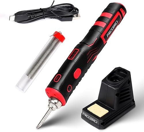 Saldatore a batteria con batteria da 2500 mAh e luce a LED, max. 520 °C, 11 W, riscaldamento rapido, saldatore portatile senza fili per principianti e professionisti - Honorern