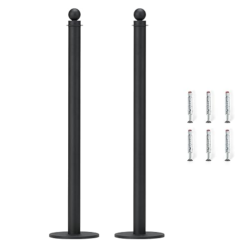 2 Paletti Delimitazione Neri in Acciaio Zincato, Dissuasori Parcheggio, Paletti Colonnine Auto (Senza Base) - Honorern