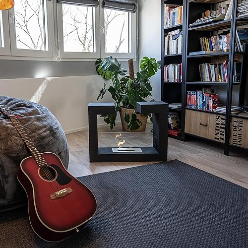 Camino a Bioetanolo MAGNOR | Biocamino da Terra Bifacciale | Stufa a Bioetanolo | Dimensioni 78x25x58h cm | Potenza: 3,68 kw/h (Nero) - Honorern