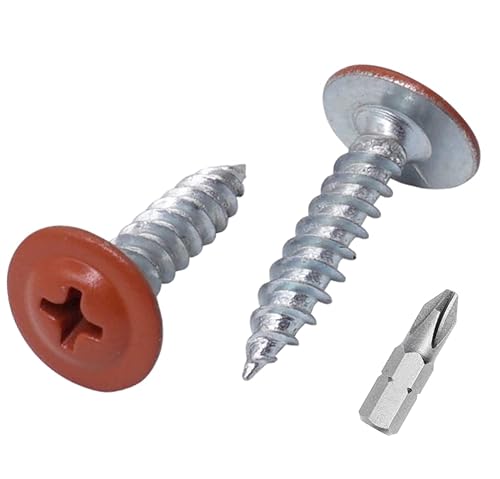 Confezione da 50 viti per legno verniciate, 4,2 x 19 mm, viti autofilettanti in metallo, testa a capriata modificata Phillips, testa in wafer (50, marrone rame RAL 8004) - Honorern