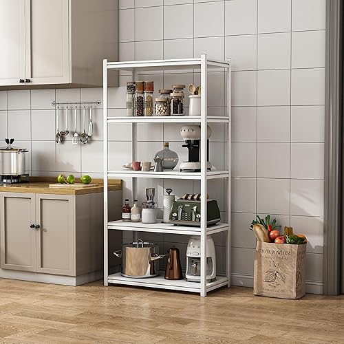 Scaffale Industriale a 5 Ripiani Scaffale da Stoccaggio per Garage Cantina Sistema di immagazinamento Modulare 183 x 90 x 40 cm Scaffale in Acciaio - Nero/Argento - Honorern