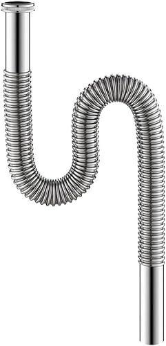 Tubo di scarico flessibile per lavandino, 80 cm, in acciaio inox, per bagno, cucina, impianto idraulico - Honorern