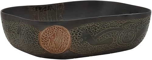 Vetnasa Lavabo da Appoggio Grigio e Blu Ovale 59x40x15 cm Ceramica,Blu Prodotti Idraulici (12,65KG) - Honorern