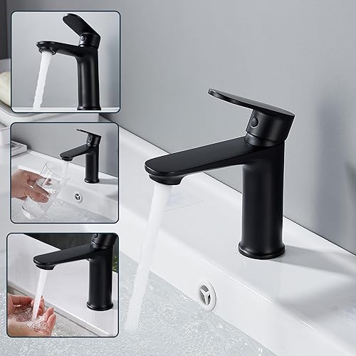 Rubinetto Lavandino Bagno Monocomando, Miscelatore Moderno per Lavabo, Rubinetto da Bagno Elegante, Facile Installazione (Cromo) - Honorern