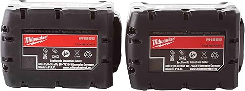 Milwaukee Batteria M18B5 18V 5Ah, 2 pezzi, 18 V, rosso - Honorern