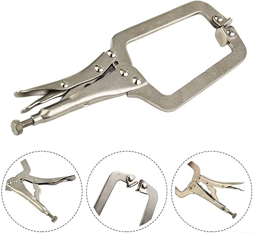 Pinze per saldatura a C in acciaio inox, strumento per localizzare tenoni in legno, ganasce ad ampia apertura, pressione regolabile, lunghezza 22,9 cm, design industriale - Honorern