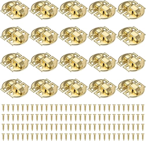 Chiusura a Scatto Piccola Scatola Metallo, 20pz Fibbia Chiusura a Scatto Vintage con Vite di Montaggio per Armadietto Portagioie Legno Cassetta Attrezzi Scatola Ordinaria, Oro - Honorern
