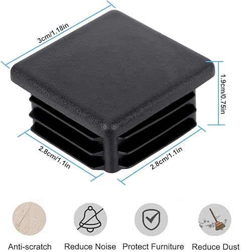 20 Pezzi Tappi Tubi Quadrati Nero 40 * 40 mm Tappi in Plastica per Tubi Inserti Tappi per Tubi Rettangolari Tappi per Tubolari Rettangolari - Honorern