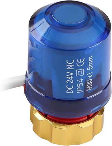 Attuatore termico WG02, valvola da 24 V, stato di accensione e spegnimento con indicazione LED a 360 gradi, Normalmente Chiuso, per termostato per riscaldamento a pavimento, blu - Honorern