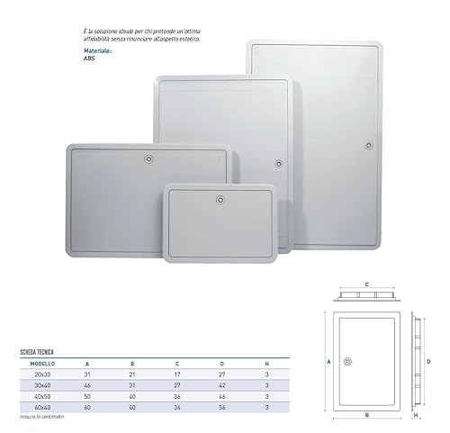 Sportello in ABS per contatori acqua, gas ed Enel in abs con meccanismo di chiusura (60X40) - Honorern