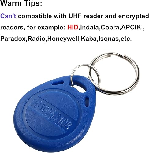 UHPPOTE Prossimità EM4100 125 KHz RFID EM-ID Card Tag Token Portachiavi Portachiavi Solo lettura Colore Blu (confezione da 10) - Honorern