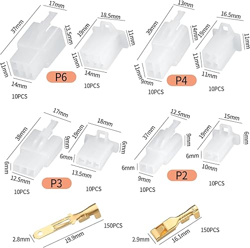 380 Pezzi Terminali da Crimpare, 2.8mm Kit Connettore Auto 2 3 4 6 Pin, Connettori Elettrici per Auto Cavi Elettrici Rapidi per Automobili - Honorern
