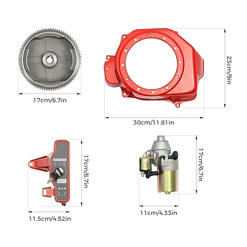 Volano di avviamento motore Flywheel Switch Electric Start Kit Starter Motore Interruttore di accensione per Honda GX160 5,5PS GX200 6,5 CV - Honorern