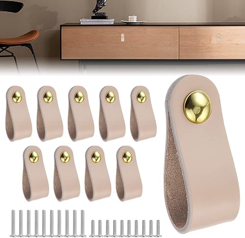 10 Pezzi Maniglia per Mobili in Pelle Maniglia per Porta in Pelle Maniglie per Armadio in Pelle Maniglia per Porta della Cucina in Pelle Maniglia per Porta dell'armadio in Pelle con 20 Viti - Honorern