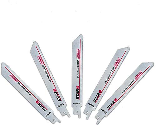 5 lame per sega a sciabola in bimetallo per tagliare lamiere spesse, tubi pieni, 150 mm x 18 T, 18 TPI lama per sega alternativa - Honorern