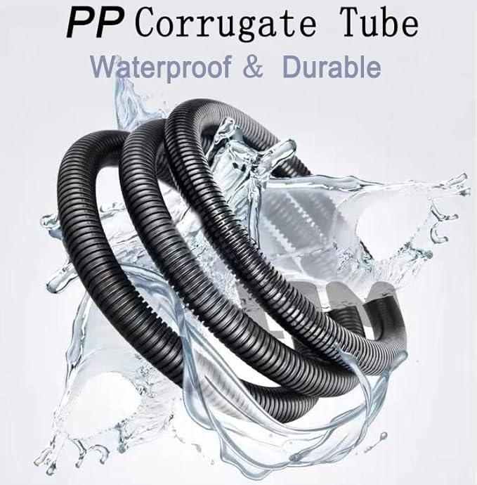 Tubo corrugato, tubo vuoto in PP, 5 m, ignifugo, impermeabile, flessibile, per protezione del cavo, tubo elettrico (esterno Φ:18,5 mm, interno φ14 mm) - Honorern