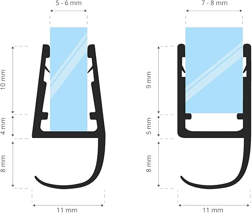 Guarnizione Doccia, 200cm, per Spessore Vetro 5/6/ 7/8 mm, Guarnizione Dritta in PVC, UK15 - Honorern