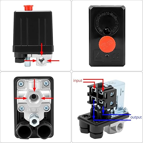 4 Fori pressostato compressore aria, pressostato compressore 220V, per compressori d'aria - Honorern