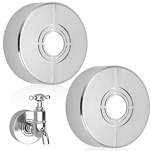 2Pezzi Rosetta Rubinetto Doccia 3Taglie in 1 | Copertura Tubo ABS per Ø21mm/26mm/33mm Tubo Riscaldamento Copertura 60 * 20 Rosette Radiatori Argento Rosette Rubinetto - Honorern