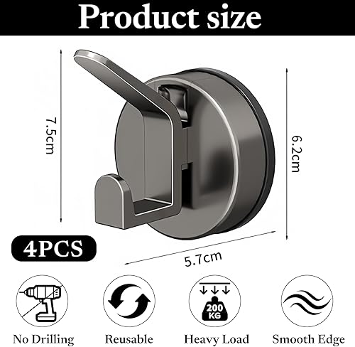 4 Gancio Accappatoio Doccia Gancio Antiruggine Ventosa Ganci Adesivi Ventose con Gancio Porta Asciugamani Ventosa Appendi Strofinacci Cucina Adatto per Cucina,Bagno e Camera da Letto - Honorern