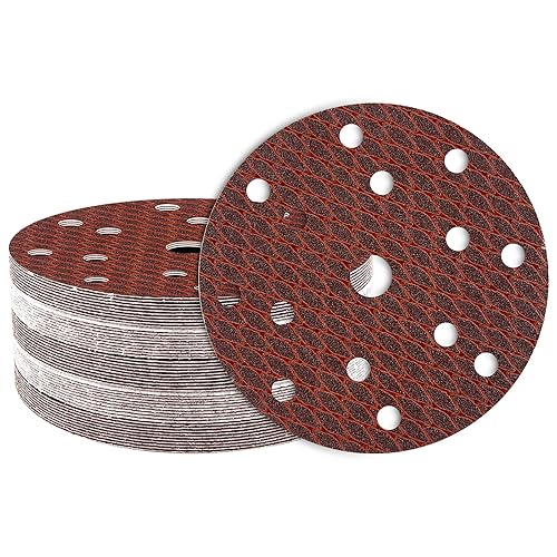 Dischi Abrasivi 150mm, 15 Fori Grana 120 Carta Abrasiva Legno Metallo, Universale per Levigatrice Orbitale (50Pz) - Honorern