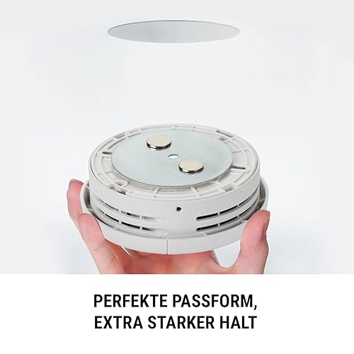 Supporto Magnetico per Rilevatore di Fumo con Ø 50 mm – Set da 5 – Magneti Autoadesivi per Tutti Rilevatori di Fumo - 3M Calamite Adesive con Attacco Facile Senza Perforazione o Viti - Honorern