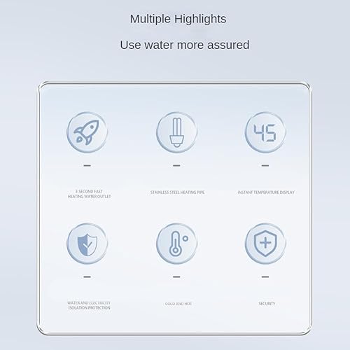 Scaldabagno Elettrico Istantaneo watera da 3000 W Rubinetto Display Digitale Bianco Moderno a Parete - Honorern