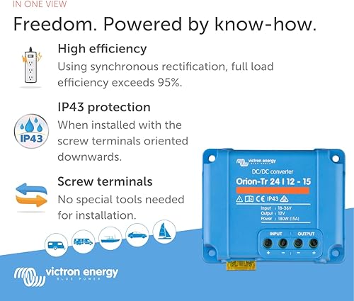 Victron Energy Orion-Tr IP43 24/12-Volt 15 amp 180-Watt Convertitore DC/DC, Non isolato - Honorern
