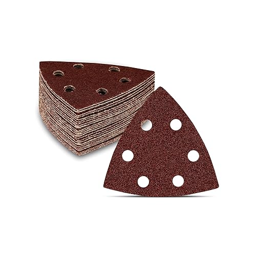 Triangoli Abrasivi Delta │ 120 pezzi │ 6 fori │ 93 x 93 x 93 mm │ Mixpack (20 x grana 40/60/80/120/180/240 ciascuno) │ per levigatrici delta │ Fogli Abrasivi │ Abrasivi Triangolari │ Carta Abrasiva - Honorern
