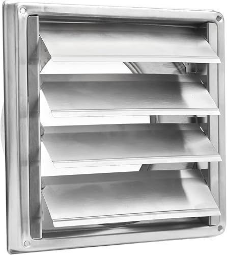 Valvola di ritorno, 150 mm, griglia di ventilazione con valvola antiritorno, griglia di protezione dalle intemperie, in acciaio inox con lamelle mobili, griglia di ventilazione per - Honorern